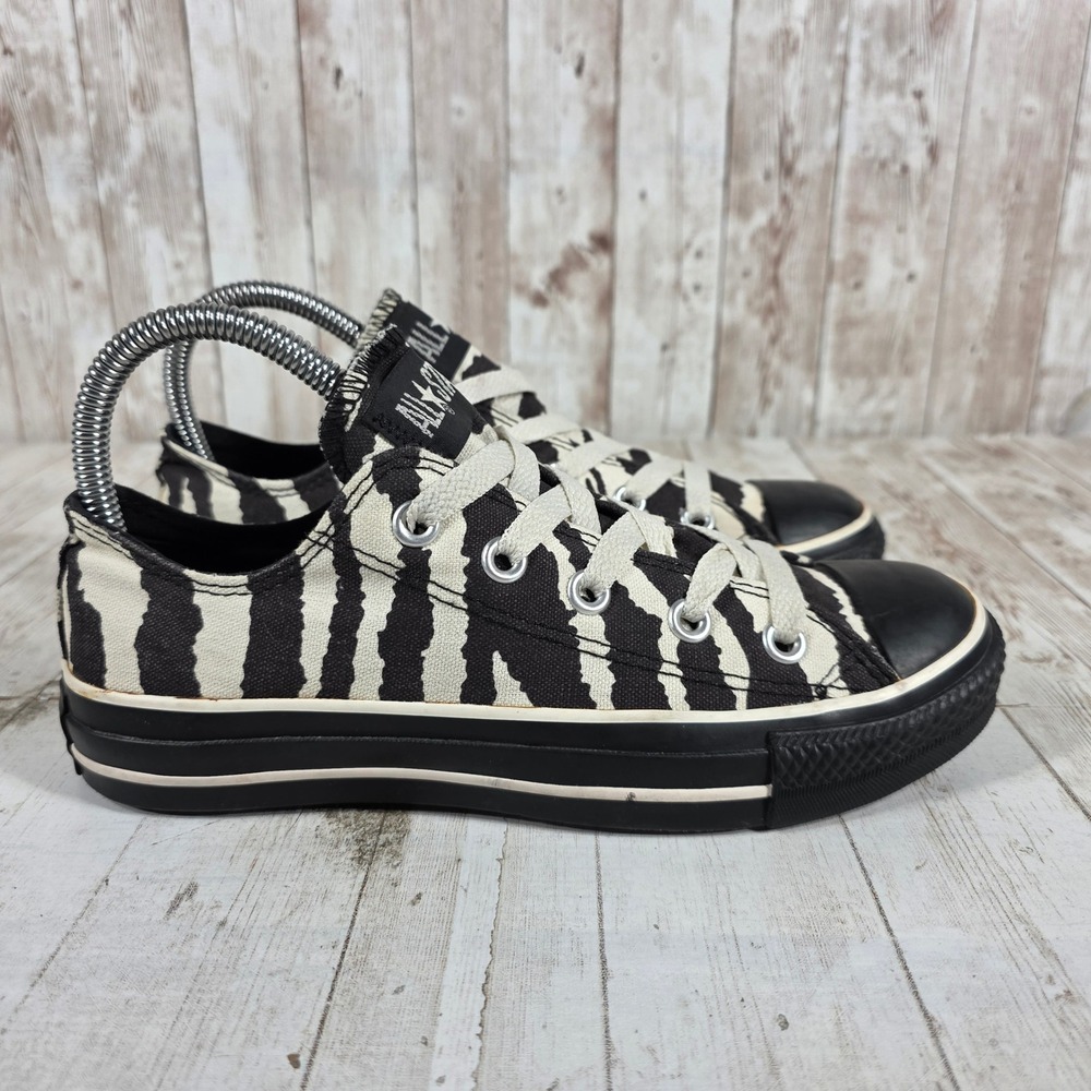 Converse Chuck Taylor All Star Zebra Print Low Top Sneakers Black White Womens 6